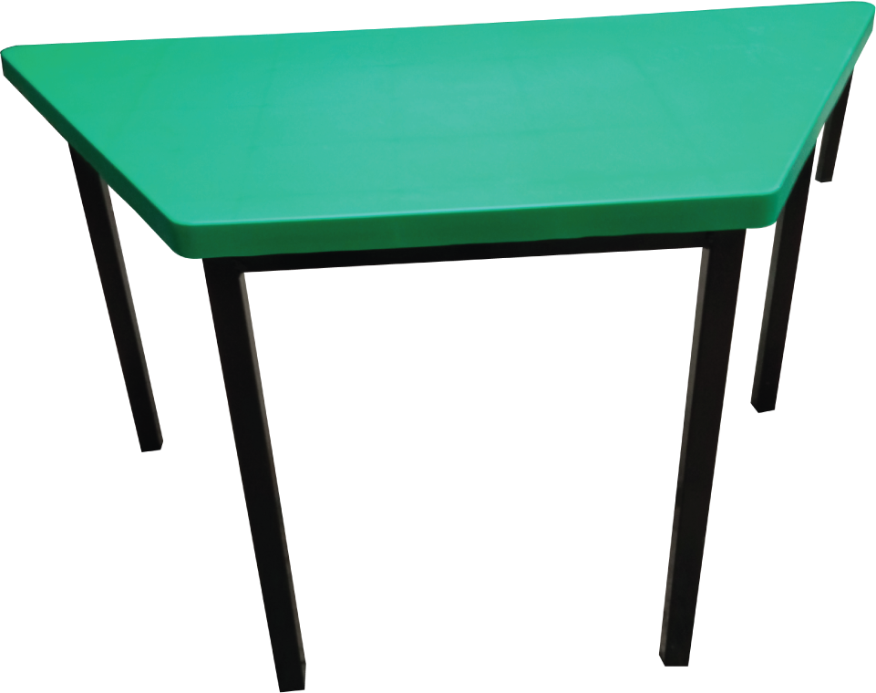 Mesa trapezoidal en polipropileno o triplay barnizado