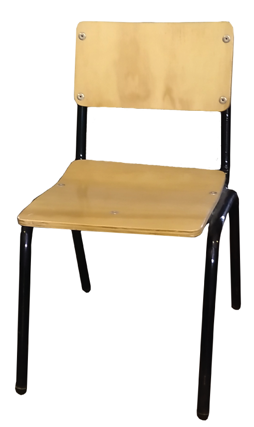 Silla de preescolar con asiento y respaldo en triplay barnizado